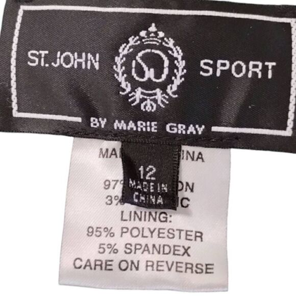 St John Sport Womens Pants Sz 12 Black Velvet Straight Legs Holiday Winter Vtg - Picture 6 of 12